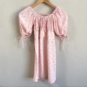 NWT Faithfull The Brand Thea Luda Flora Pink Mini Dress